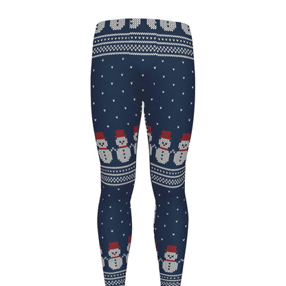Snowman Knitted Pattern Print Men's leggings