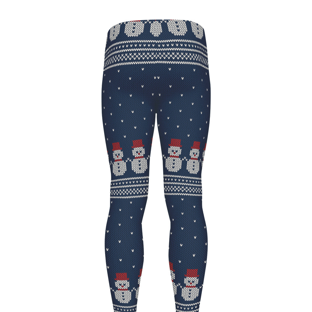 Snowman Knitted Pattern Print Men's leggings