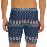 Snowman Knitted Pattern Print Men's Long Boxer Briefs