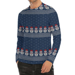Snowman Knitted Pattern Print Men's Long Sleeve Rash Guard