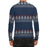 Snowman Knitted Pattern Print Men's Long Sleeve Rash Guard