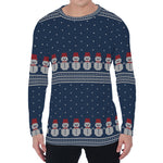 Snowman Knitted Pattern Print Men's Long Sleeve T-Shirt
