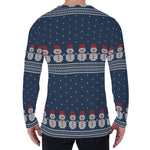 Snowman Knitted Pattern Print Men's Long Sleeve T-Shirt
