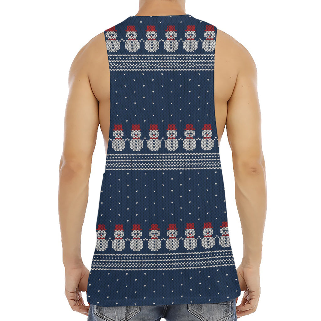 Snowman Knitted Pattern Print Men's Muscle Tank Top