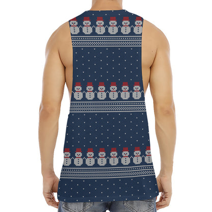 Snowman Knitted Pattern Print Men's Muscle Tank Top