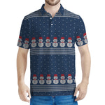 Snowman Knitted Pattern Print Men's Polo Shirt