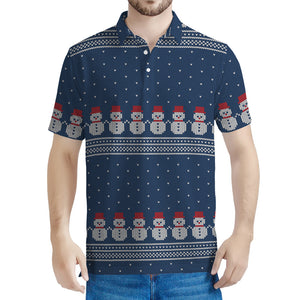 Snowman Knitted Pattern Print Men's Polo Shirt