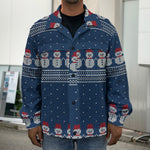 Snowman Knitted Pattern Print Men's Shirt Jacket