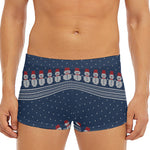 Snowman Knitted Pattern Print Men's Short Boxer Briefs