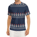 Snowman Knitted Pattern Print Men's Short Sleeve Rash Guard