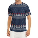 Snowman Knitted Pattern Print Men's Short Sleeve Rash Guard