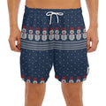 Snowman Knitted Pattern Print Men's Split Running Shorts