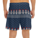 Snowman Knitted Pattern Print Men's Split Running Shorts