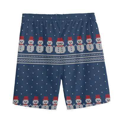 Snowman Knitted Pattern Print Men's Sports Shorts