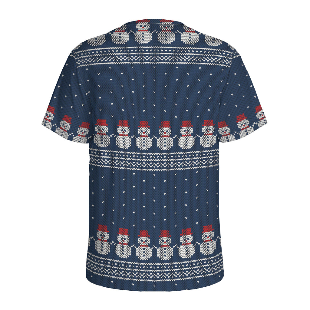 Snowman Knitted Pattern Print Men's Sports T-Shirt