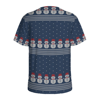 Snowman Knitted Pattern Print Men's Sports T-Shirt