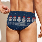 Snowman Knitted Pattern Print Men's Swim Briefs