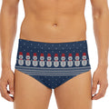 Snowman Knitted Pattern Print Men's Triangle Swim Briefs