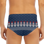 Snowman Knitted Pattern Print Men's Triangle Swim Briefs