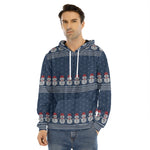 Snowman Knitted Pattern Print Men's Velvet Pullover Hoodie