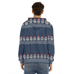 Snowman Knitted Pattern Print Men's Velvet Pullover Hoodie