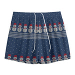 Snowman Knitted Pattern Print Mesh Shorts