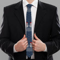 Snowman Knitted Pattern Print Necktie