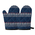 Snowman Knitted Pattern Print Oven Mitts