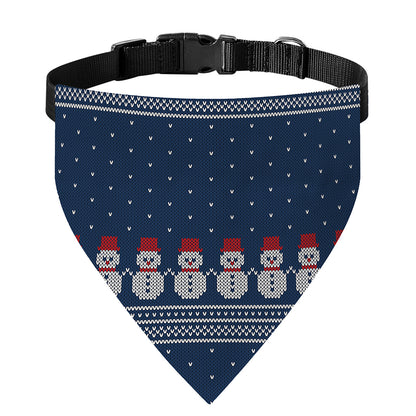 Snowman Knitted Pattern Print Over The Collar Dog Bandana