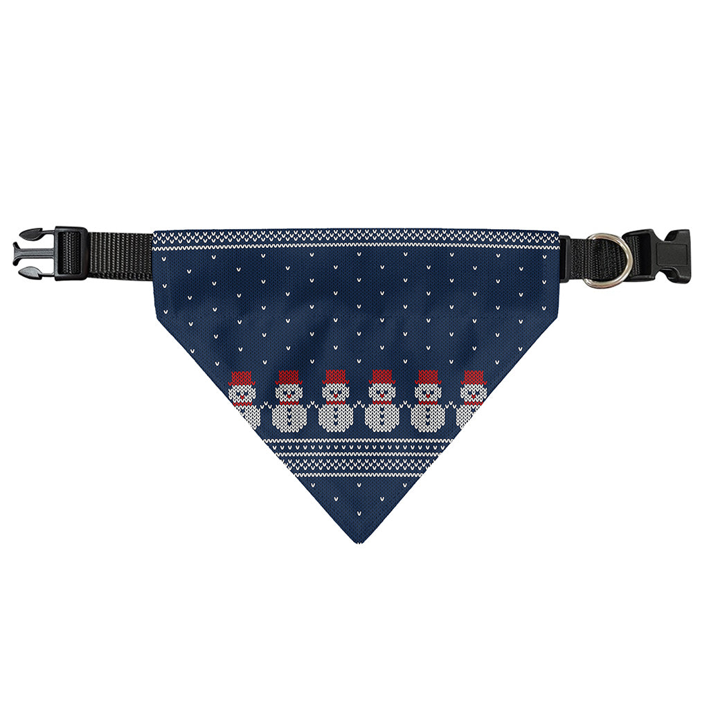 Snowman Knitted Pattern Print Over The Collar Dog Bandana