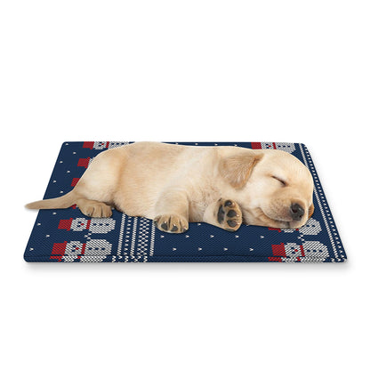 Snowman Knitted Pattern Print Pet Cooling Mat Cover