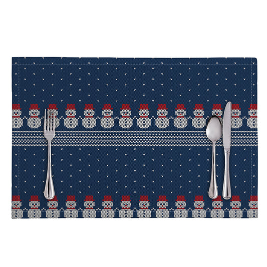 Snowman Knitted Pattern Print Placemat