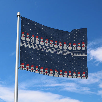 Snowman Knitted Pattern Print Polyester Flag