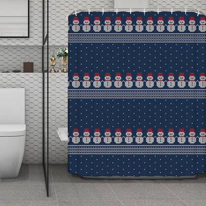 Snowman Knitted Pattern Print Polyester Shower Curtain
