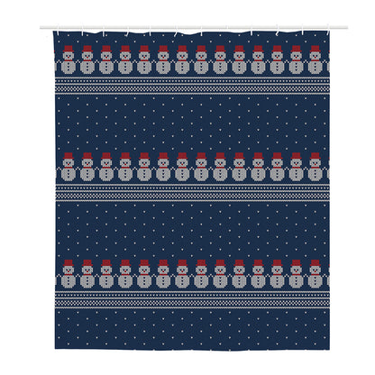 Snowman Knitted Pattern Print Polyester Shower Curtain