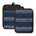 Snowman Knitted Pattern Print Pot Holders With Pocket