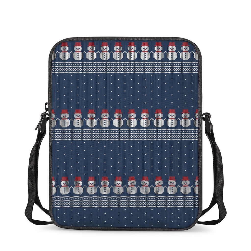 Snowman Knitted Pattern Print Rectangular Crossbody Bag