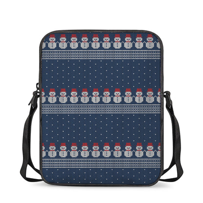 Snowman Knitted Pattern Print Rectangular Crossbody Bag