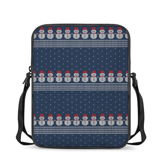 Snowman Knitted Pattern Print Rectangular Crossbody Bag
