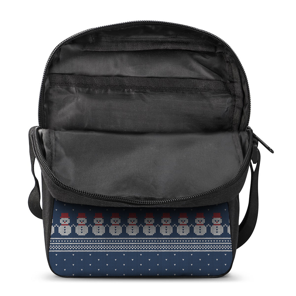 Snowman Knitted Pattern Print Rectangular Crossbody Bag