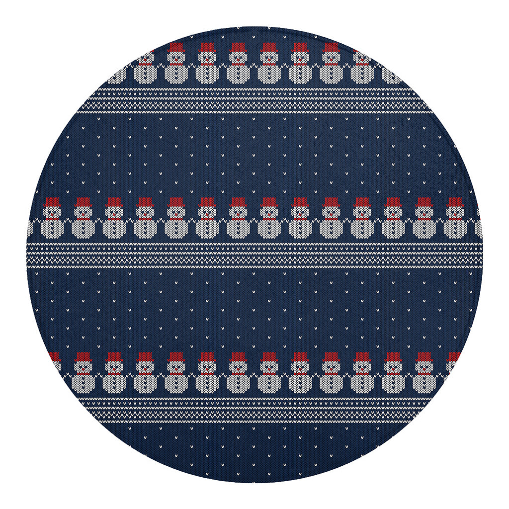 Snowman Knitted Pattern Print Round Blanket