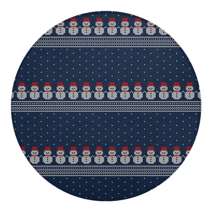 Snowman Knitted Pattern Print Round Blanket