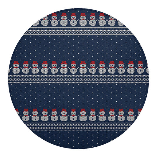 Snowman Knitted Pattern Print Round Blanket