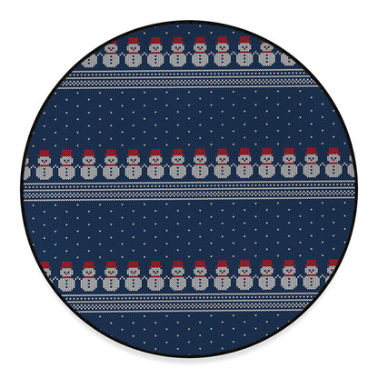 Snowman Knitted Pattern Print Round Floor Mat