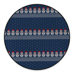 Snowman Knitted Pattern Print Round Floor Mat