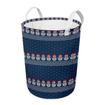 Snowman Knitted Pattern Print Round Laundry Basket