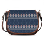 Snowman Knitted Pattern Print Saddle Bag