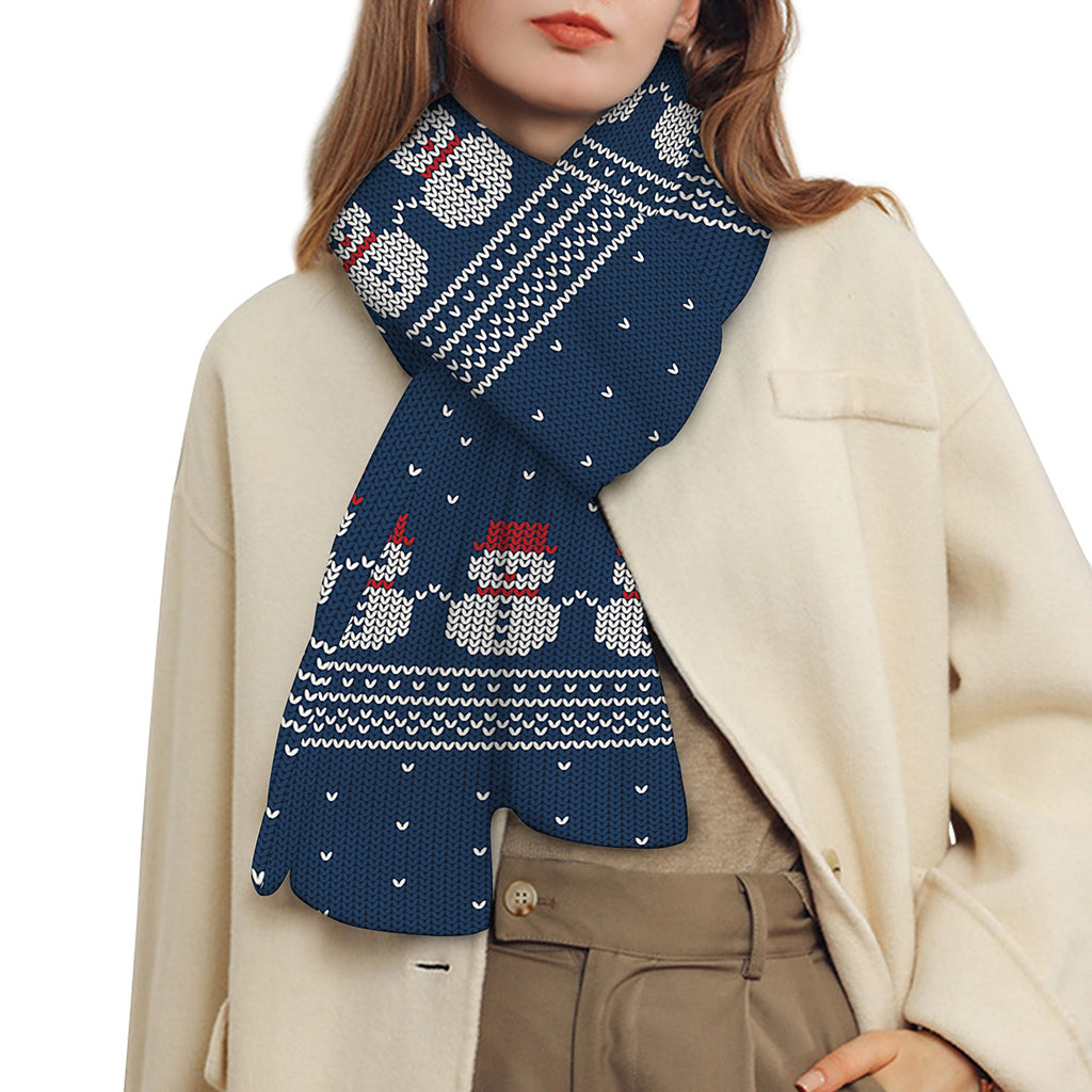 Snowman Knitted Pattern Print Scarf