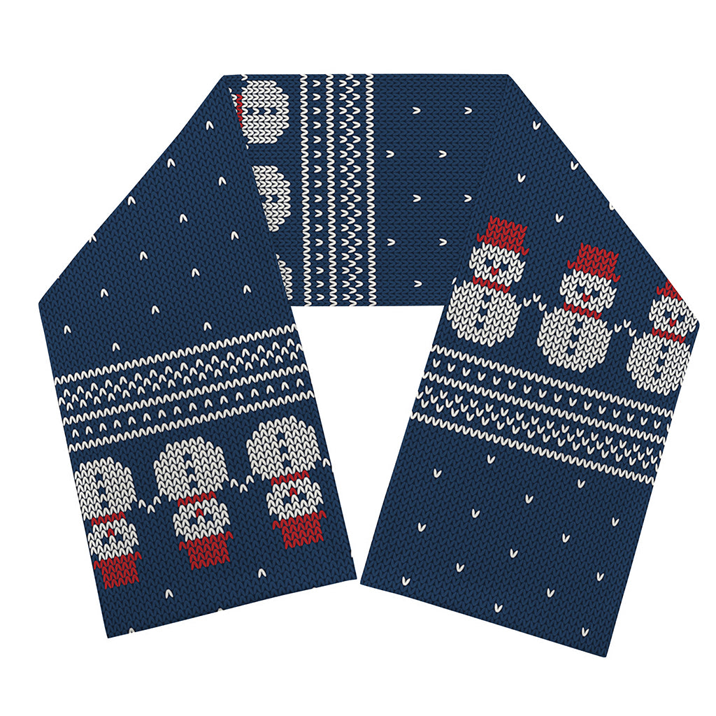Snowman Knitted Pattern Print Scarf