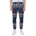 Snowman Knitted Pattern Print Scuba Joggers